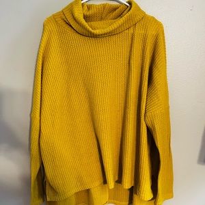 Loose Fitted Split Side Turtle Neck - SHEIN 1XL